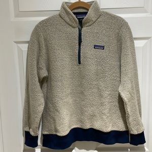 Patagonia Women’s Woolyester Pullover Fleece - Oat & Navy Quarter Zip